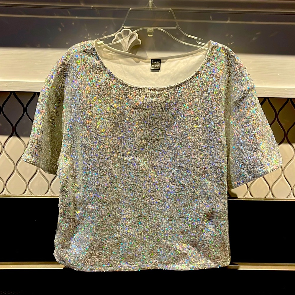 sparkle glitter sequin flashy bling t-shirt top shortsleeve